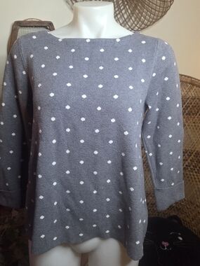 Cynthia Rowley Grey Polka Dot Knit Sweater Top